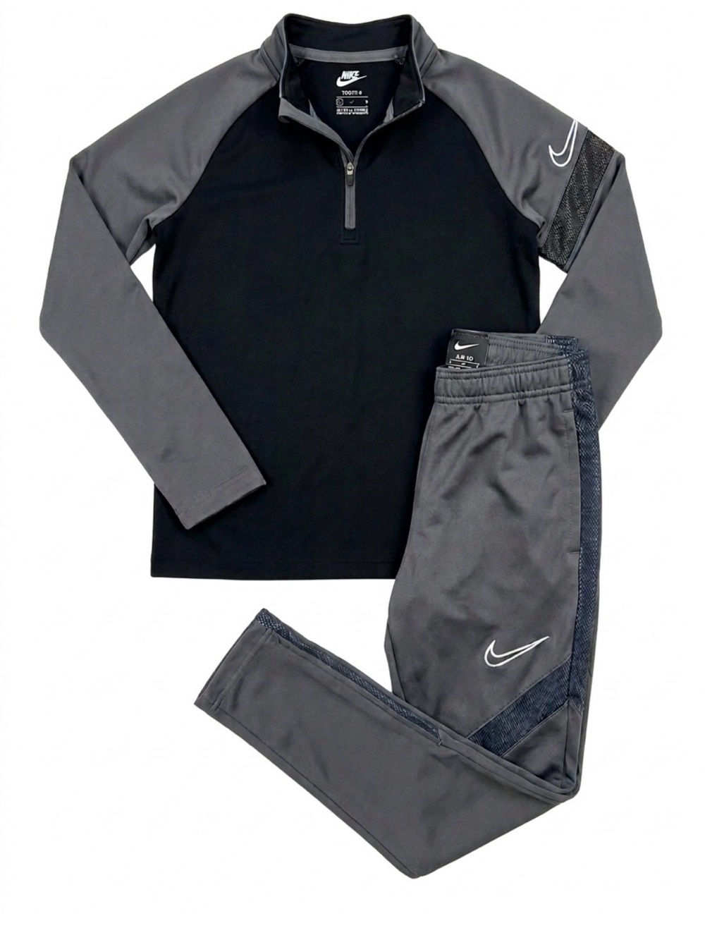 Nike Dri-Fit Boys Black and Gray Two-Piece Athletic Jogger Set Size Small